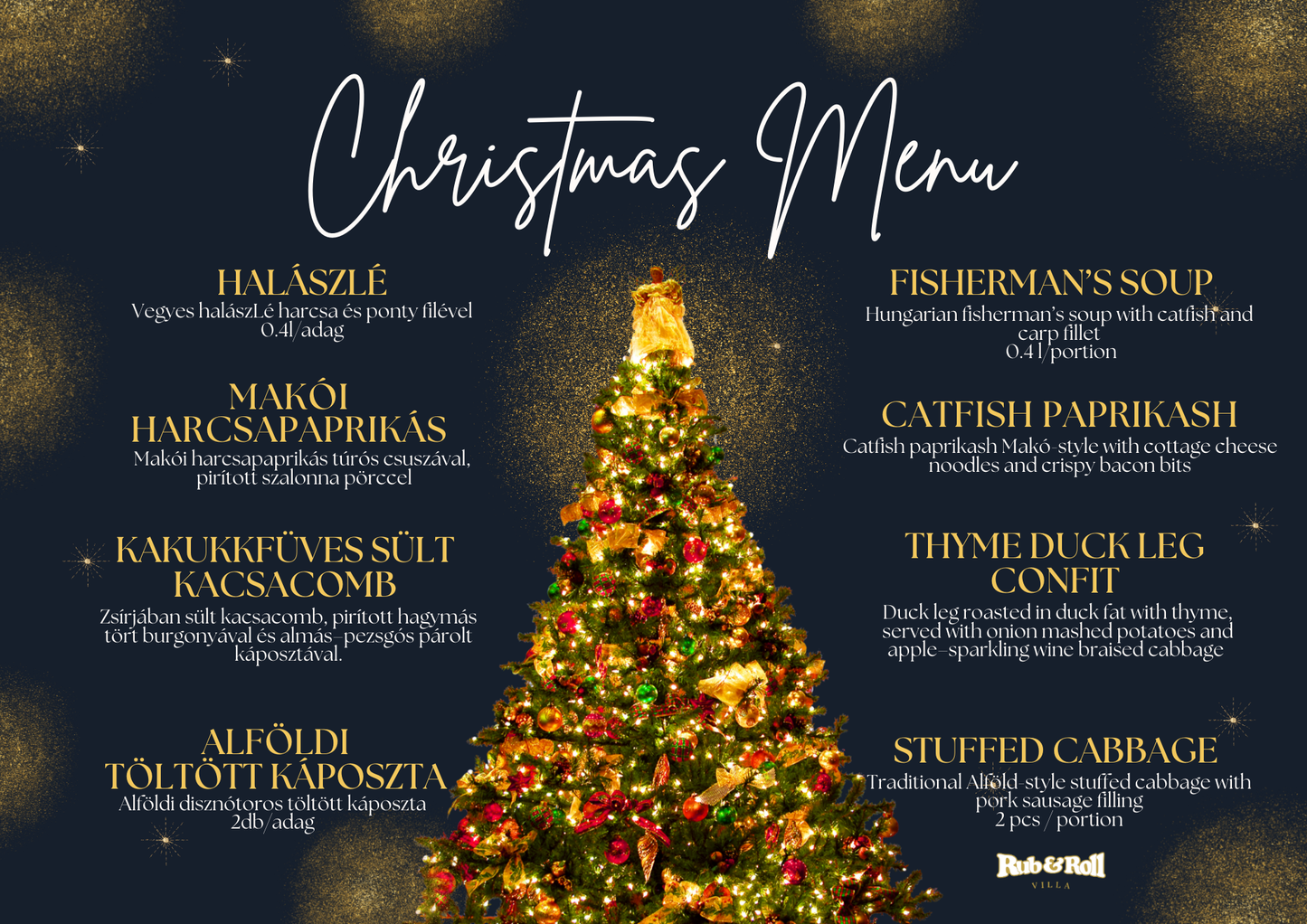 Karácsonyi Rub&Roll Villa menü